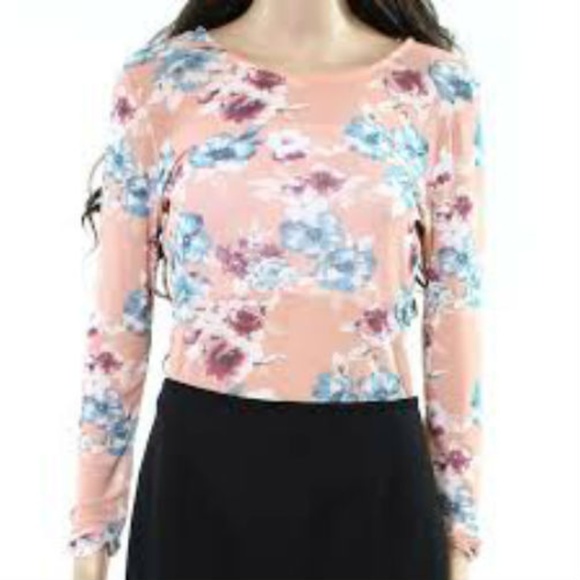 Lush Floral Printed Mesh Bodysuit Blouse Leotard - Picture 2 of 3